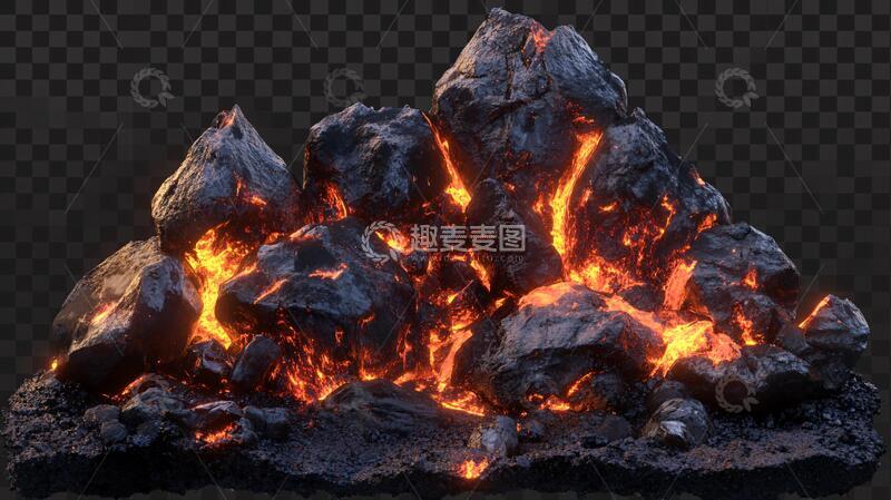 高清大图下载【趣麦麦图】火焰色岩石岩浆岩石熔岩