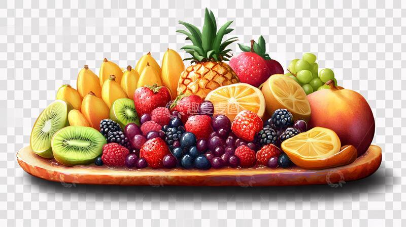 高清大图下载【趣麦麦图】水果拼盘透明背景