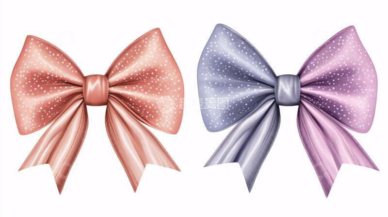 高清大图下载【趣麦麦图】炫彩蝴蝶结元素手绘紫色