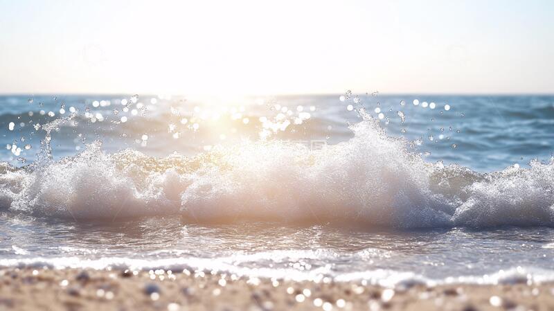 高清大图下载【趣麦麦图】日出浪花背景