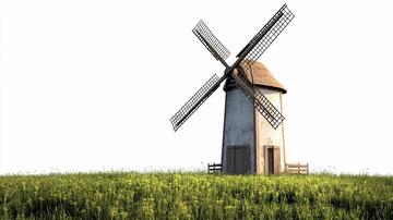 草地风车风车磨坊草地