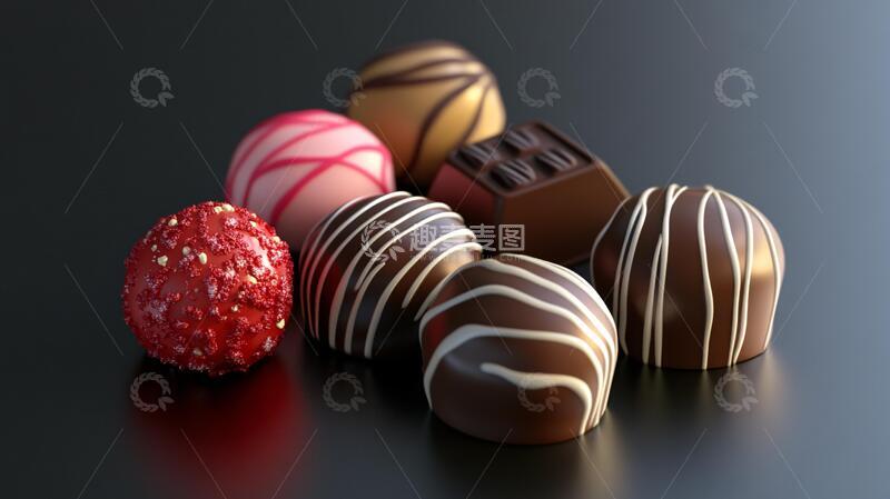 高清大图下载【趣麦麦图】渲染巧克力糖果零食建模