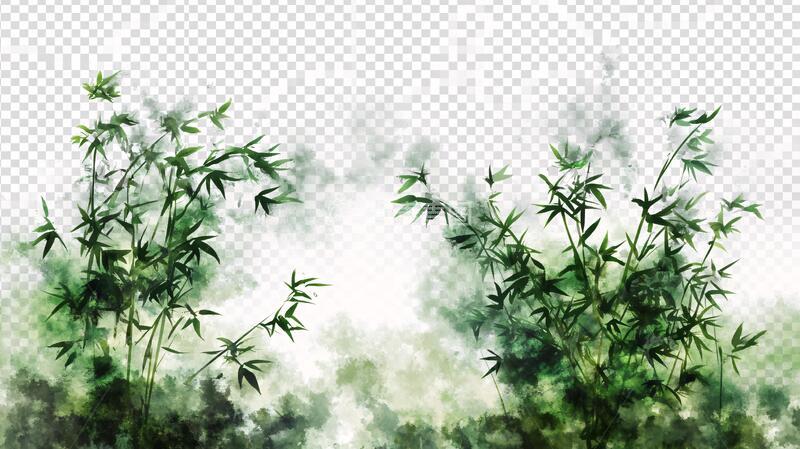 高清大图下载【趣麦麦图】竹影绿竹水墨画1