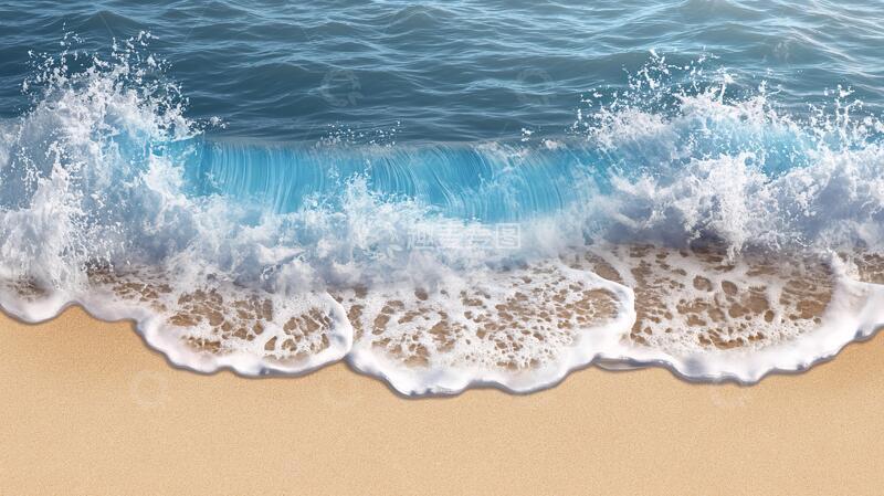 高清大图下载【趣麦麦图】海浪轻拍沙滩
