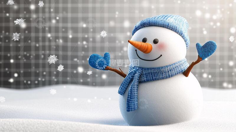 高清大图下载【趣麦麦图】雪花冬天雪人