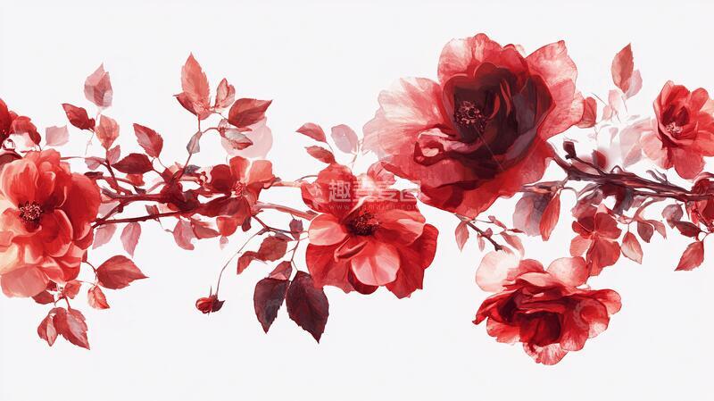 高清大图下载【趣麦麦图】水彩山茶花水彩花卉水墨