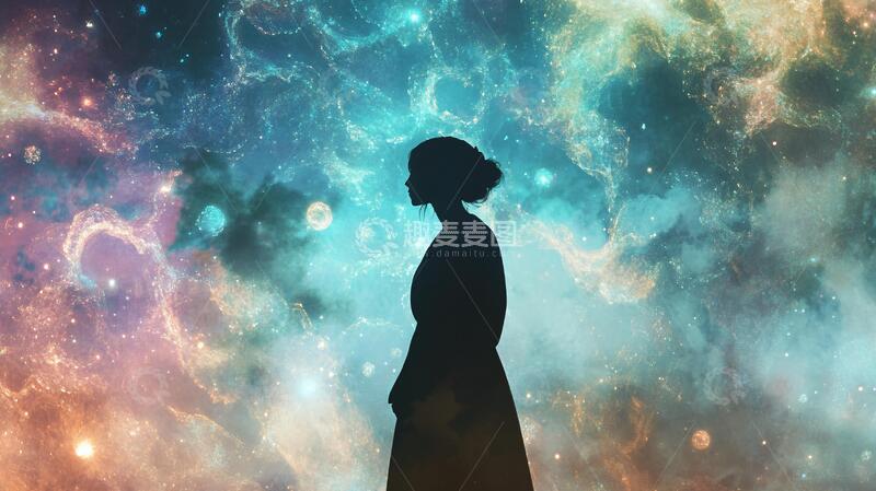 高清大图下载【趣麦麦图】星辰大海女孩背影
