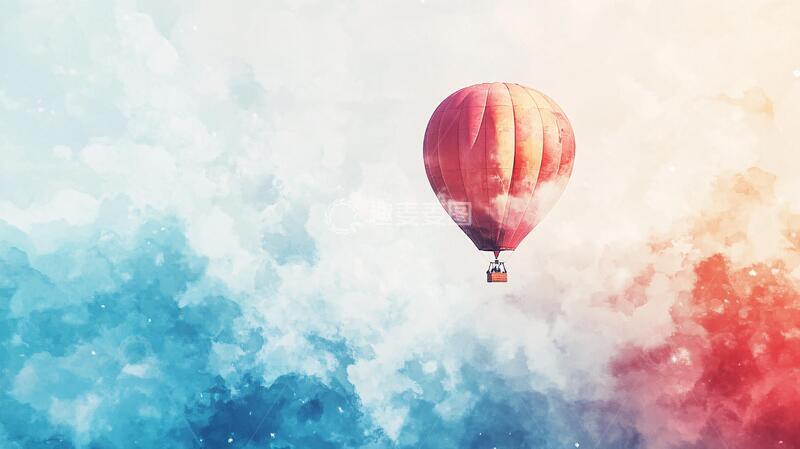 高清大图下载【趣麦麦图】唯美热气球梦幻背景时间