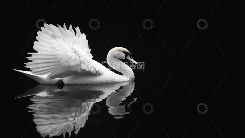 高清大图下载【趣麦麦图】黑夜中的白天鹅