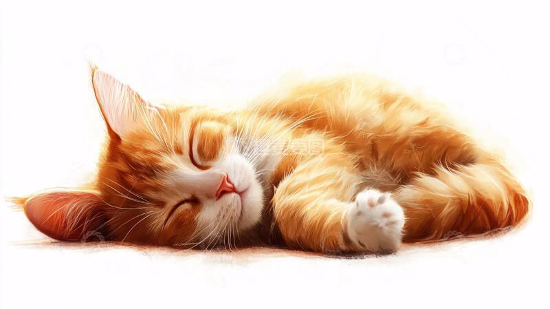 高清大图下载【趣麦麦图】-手绘猫咪睡觉