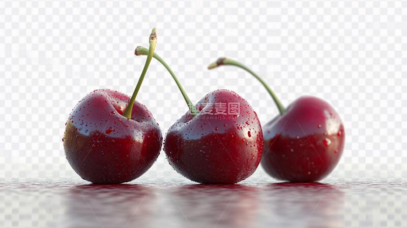 高清大图下载【趣麦麦图】写实樱桃樱桃两颗插画