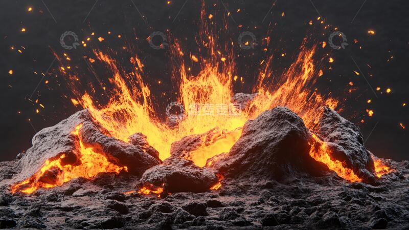 高清大图下载【趣麦麦图】火山石爆岩浆喷发火山