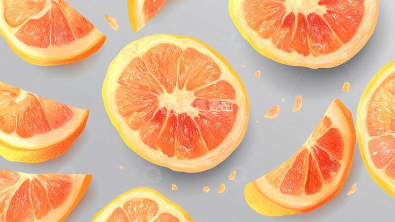 高清大图下载【趣麦麦图】活力西柚色立体背景6