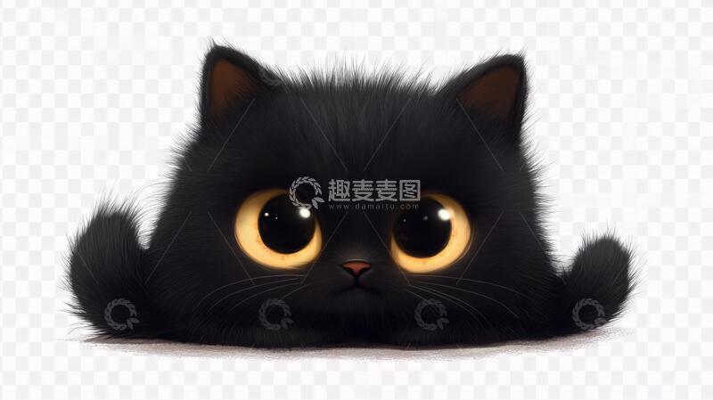 高清大图下载【趣麦麦图】小黑猫插画小猫手绘猫咪