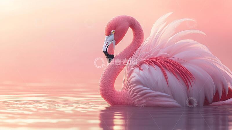 高清大图下载【趣麦麦图】粉红色的火烈鸟墙纸