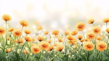 金盏花插画插画花卉金丝