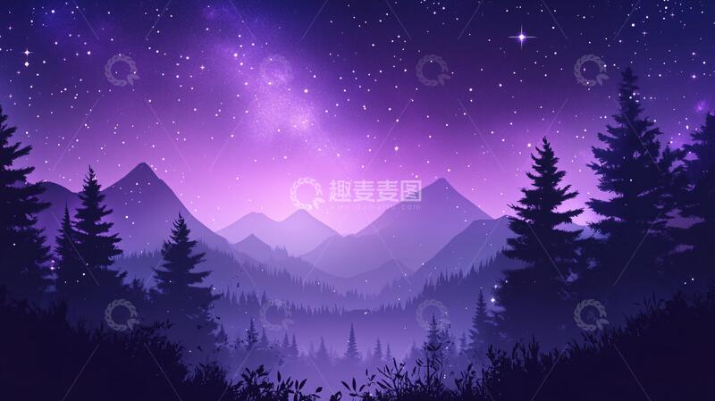 高清大图下载【趣麦麦图】山林夜景夜景夜晚森林