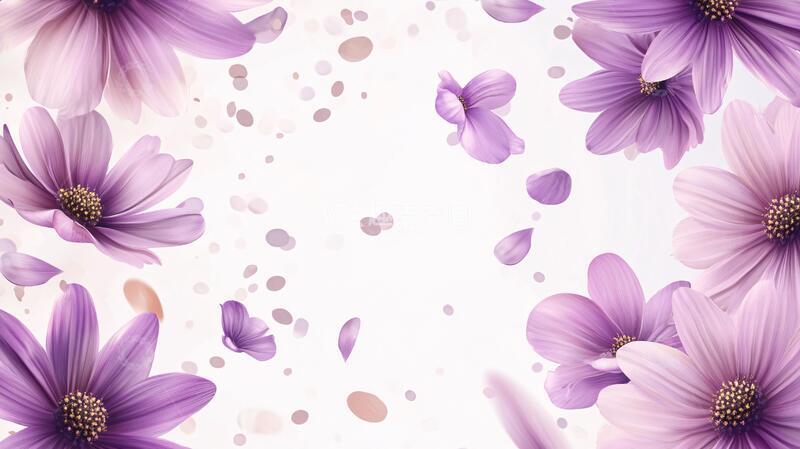 高清大图下载【趣麦麦图】手绘菊花紫色浪漫背景2
