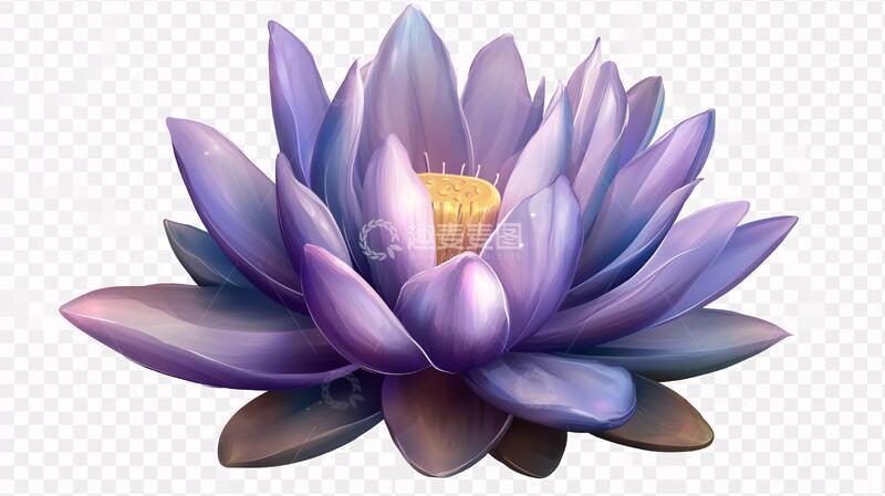 高清大图下载【趣麦麦图】水彩风紫色睡莲