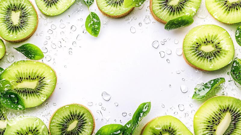 高清大图下载【趣麦麦图】横幅猕猴桃背景水果绿色