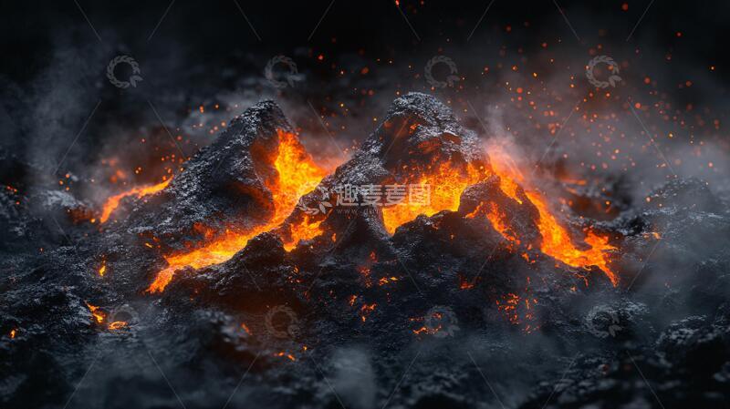高清大图下载【趣麦麦图】酷炫岩浆火山岩浆喷发