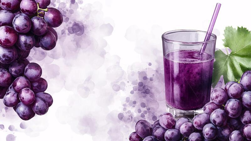 高清大图下载【趣麦麦图】夏天葡萄汁蜂蜜手绘饮品