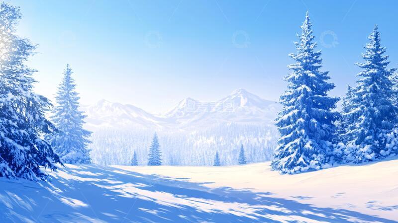 高清大图下载【趣麦麦图】冬日山林风光插图2