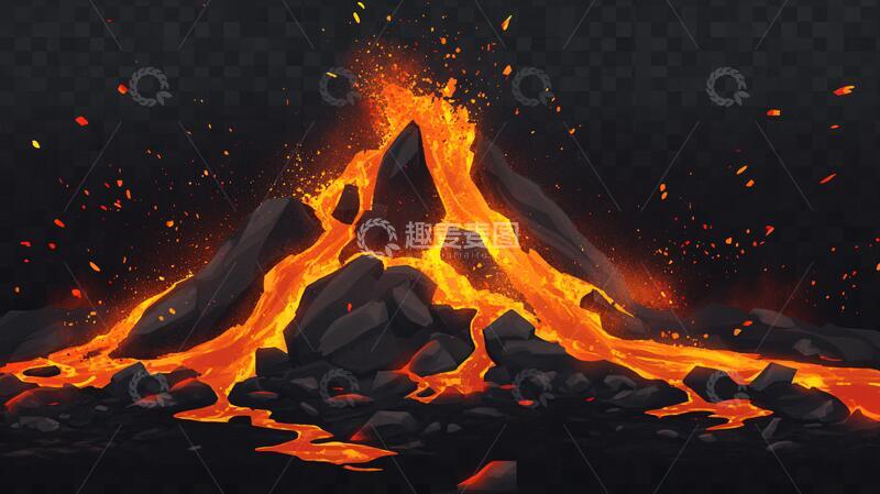 高清大图下载【趣麦麦图】岩浆火山喷发1