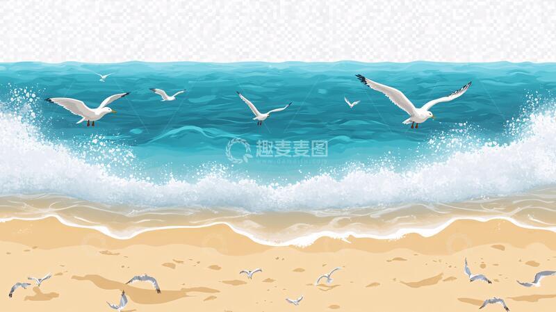 高清大图下载【趣麦麦图】海鸥包装插画