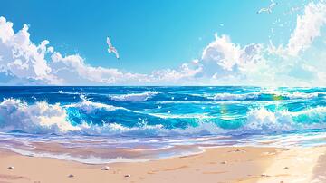 插画海边插画海边唯美