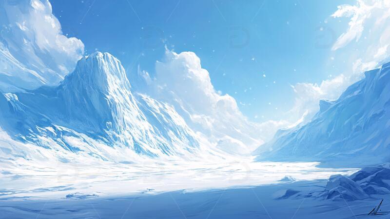 高清大图下载【趣麦麦图】雪山原画场景插画风景