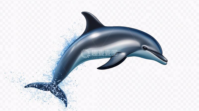 高清大图下载【趣麦麦图】海豚白模海豚手绘鲸鱼