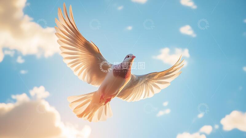 高清大图下载【趣麦麦图】-夕阳与白鸽飞鸽夕阳发光