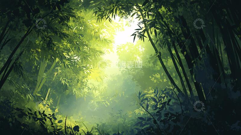 高清大图下载【趣麦麦图】竹林背景桌面