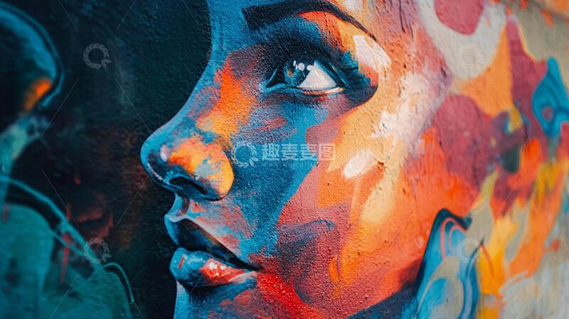 高清大图下载【趣麦麦图】涂鸦人像艺术壁画涂鸦
