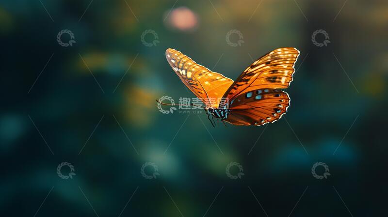 高清大图下载【趣麦麦图】梦幻唯美橙色蝴蝶