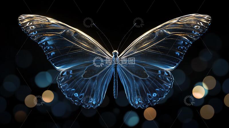 高清大图下载【趣麦麦图】蓝色渐变蝴蝶2