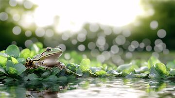 青蛙避雨青蛙荷叶戏水