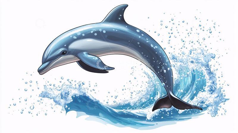 高清大图下载【趣麦麦图】手绘海豚形象