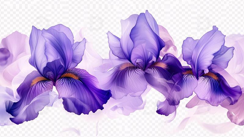 鸢尾花素材手绘插画紫堇