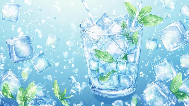 高清大图下载【趣麦麦图】清凉健康冷饮海报背景2