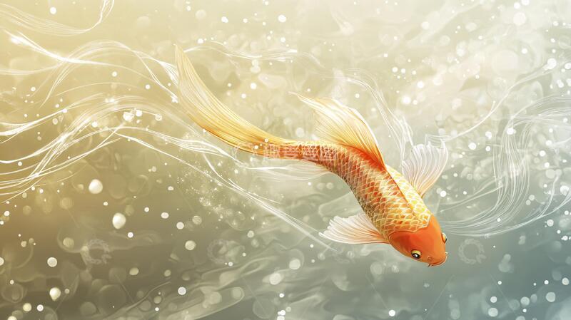 高清大图下载【趣麦麦图】金鱼抽象图金鱼锦鲤插画