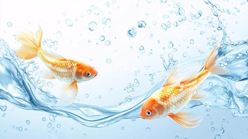 高清大图下载【趣麦麦图】水中飘逸的金鱼