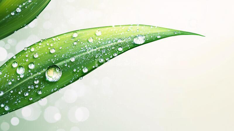 高清大图下载【趣麦麦图】水珠绿叶环保素材