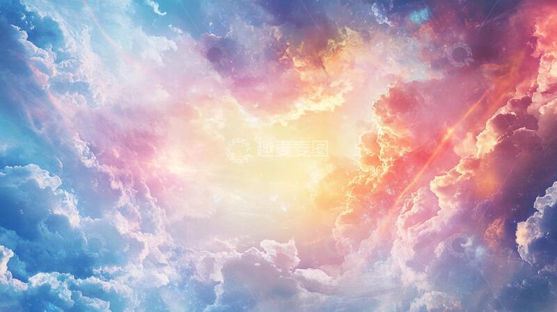 高清大图下载【趣麦麦图】炫彩的云朵背景彩霞云朵