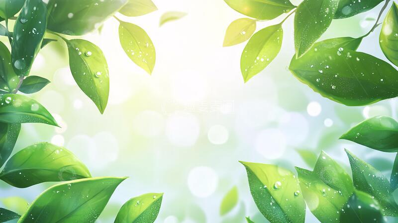 高清大图下载【趣麦麦图】唯美绿叶背景1