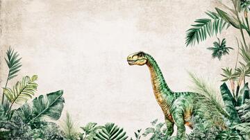 壁画恐龙壁画场景树丛