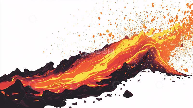 高清大图下载【趣麦麦图】流动的岩浆岩浆火山喷发
