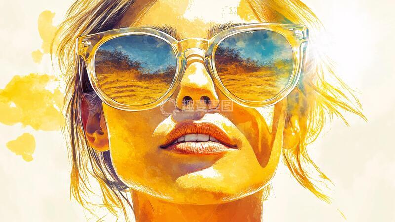 高清大图下载【趣麦麦图】墨镜人物插画