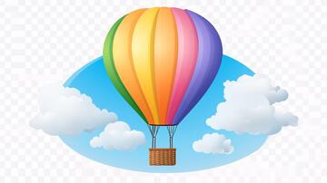 热气球元素元素变色手绘